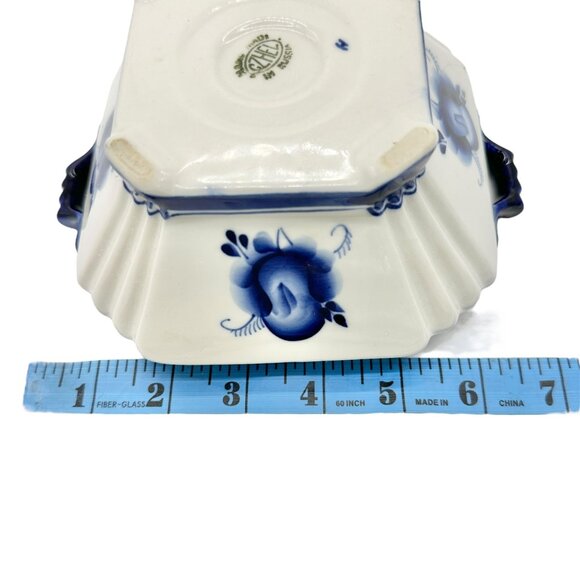 Handmade in Russia Gzhel Porcelain Covered Bowl With Lid Blue Floral Design - Picture 9 of 10